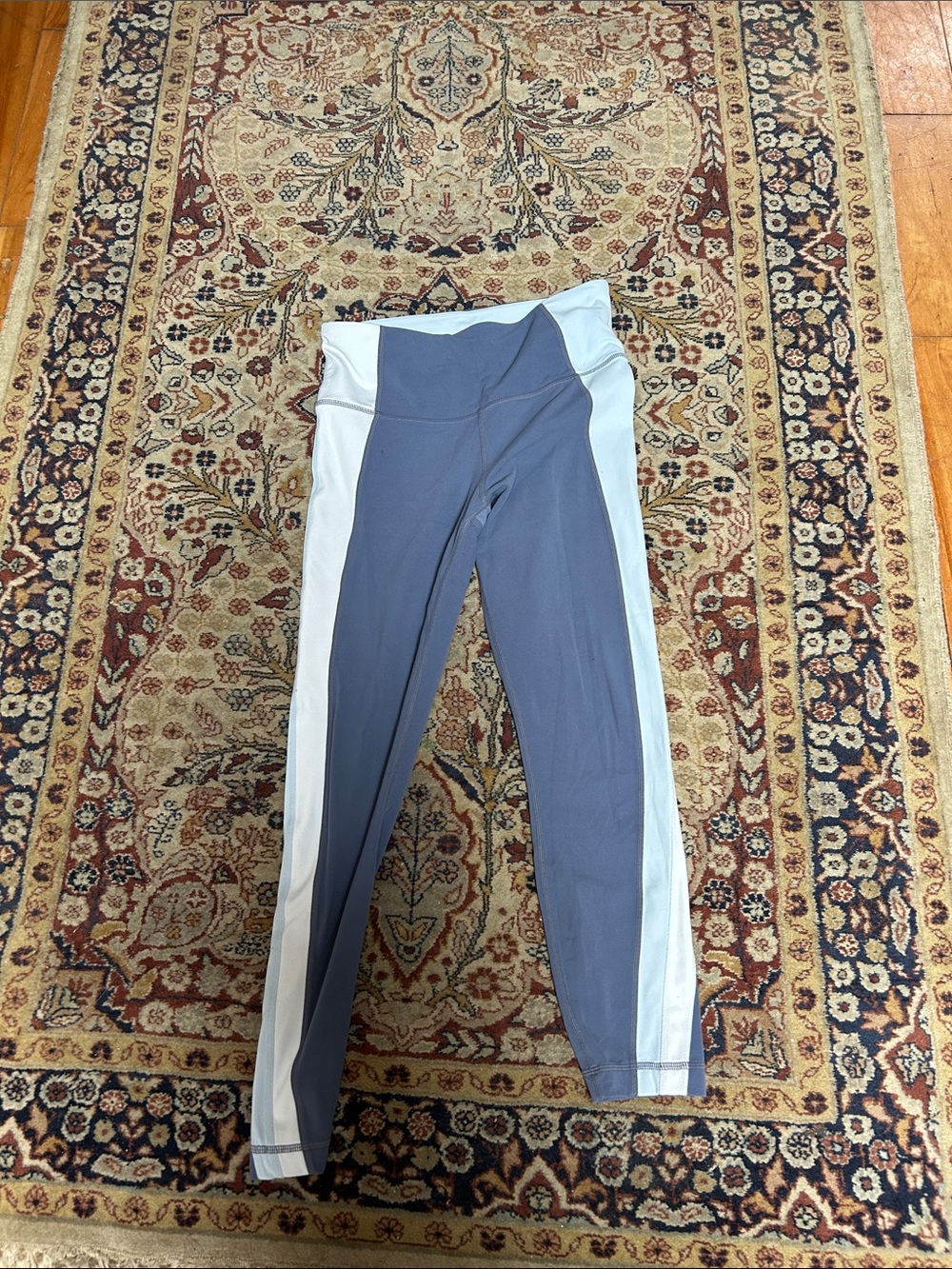 Athleta Slate Blue and White Performance Leggings